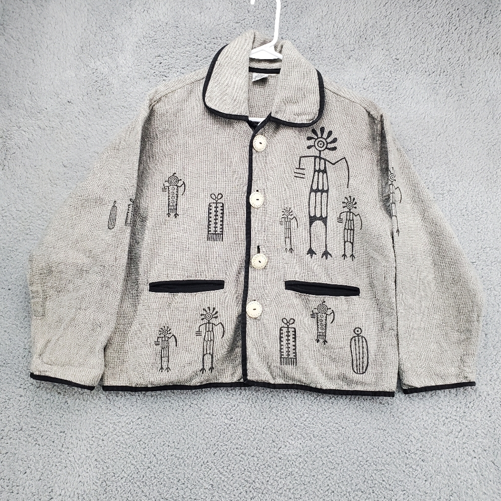 Vintage Venus Imports Jacket Womens Medium Gray Native American Southwestern